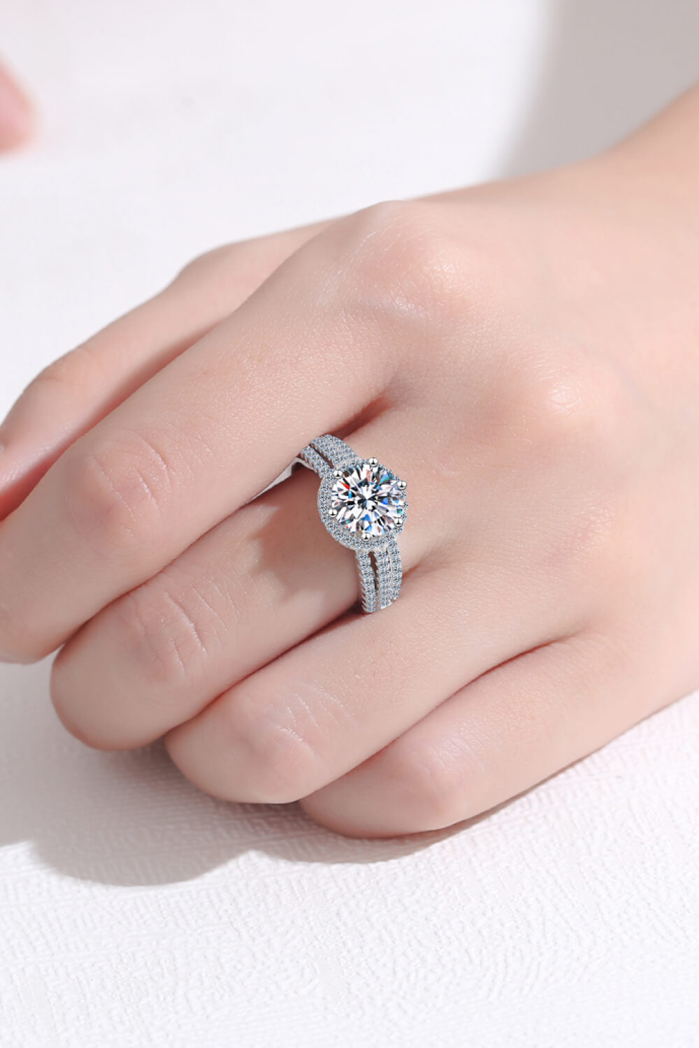 Sterling Silver Moissanite Ring-Teresa&#39;s Fashionista LLC