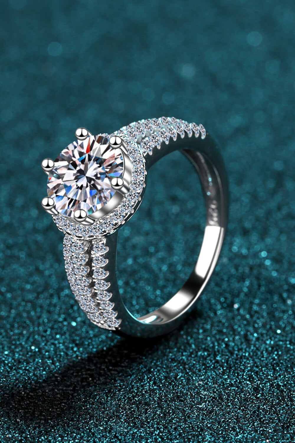 Sterling Silver Moissanite Ring-Teresa&#39;s Fashionista LLC