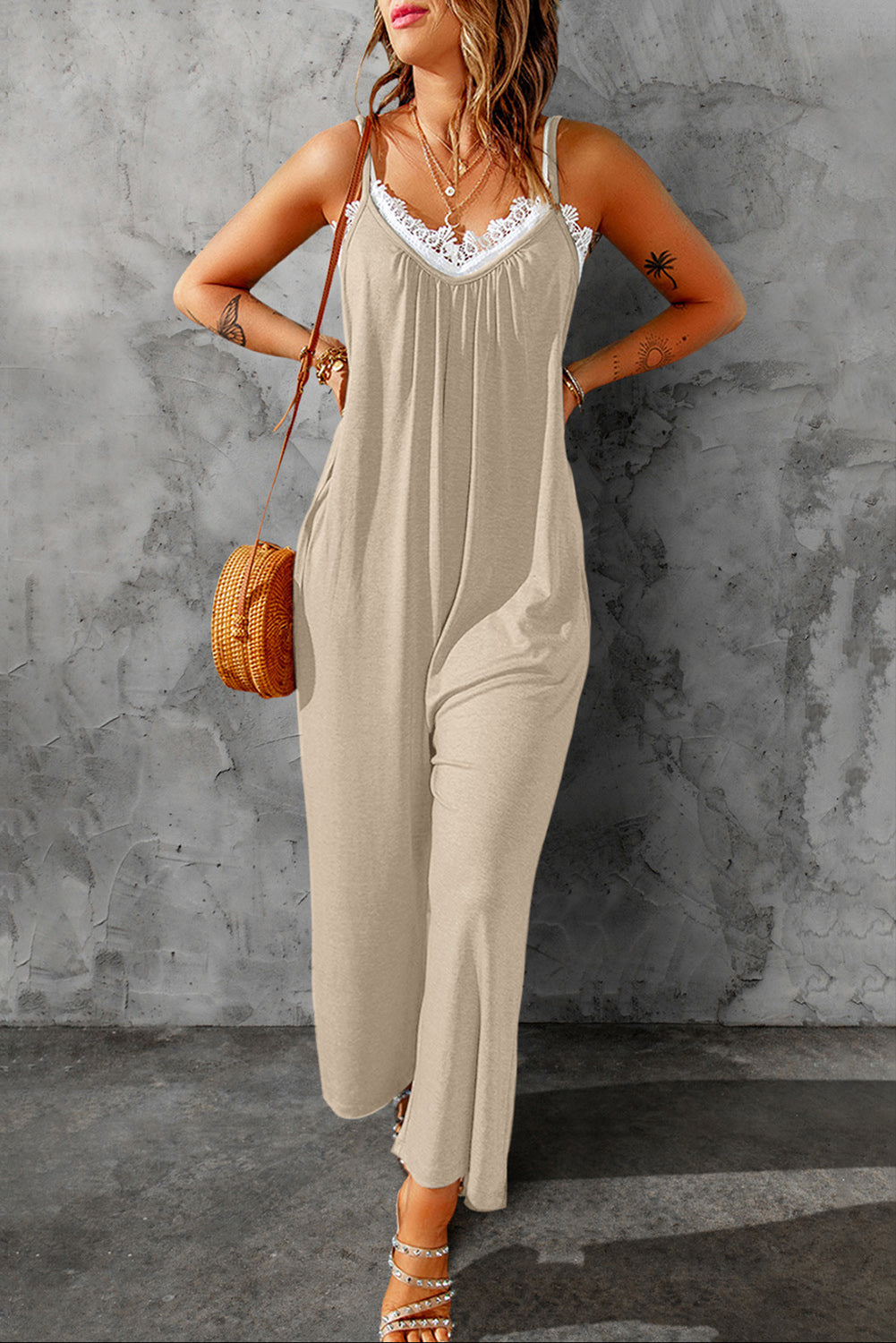 Spaghetti Strap Wide Leg Jumpsuit-Teresa&#39;s Fashionista LLC