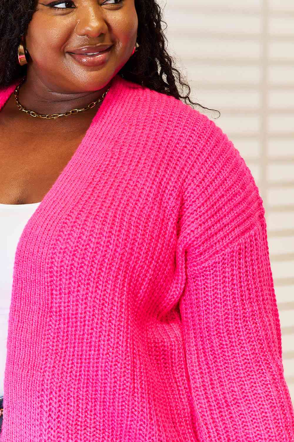 Woven Right Rib-Knit Open Front Drop Shoulder Cardigan-Teresa&#39;s Fashionista LLC