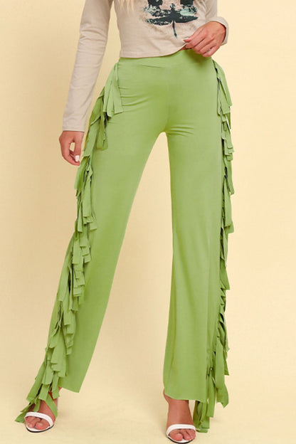 Fringe Trim Wide Leg Pants-Teresa&#39;s Fashionista LLC