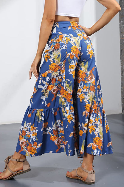 Printed Tie-Front Culottes-Teresa&#39;s Fashionista LLC