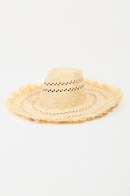 Fame Openwork Raw Hem Weave Hat-Teresa&#39;s Fashionista LLC