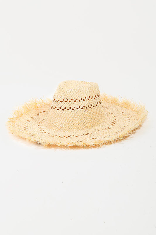 Fame Openwork Raw Hem Weave Hat-Teresa&#39;s Fashionista LLC