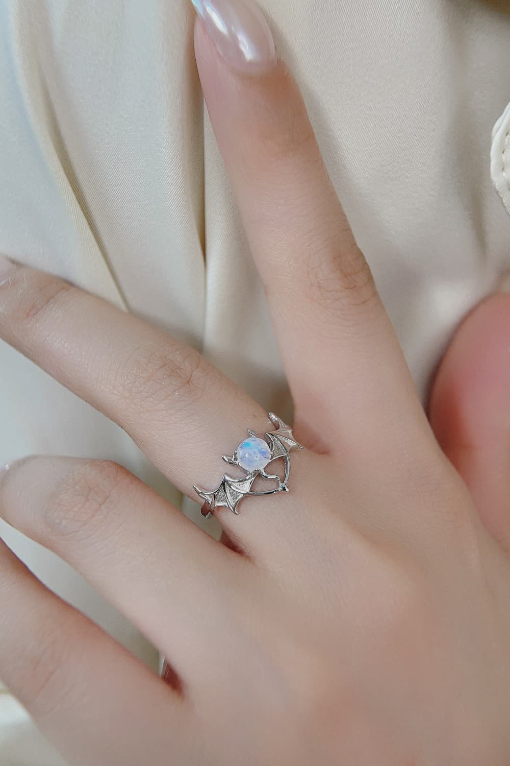 Moonstone Bat 925 Sterling Silver Ring-Teresa&#39;s Fashionista LLC