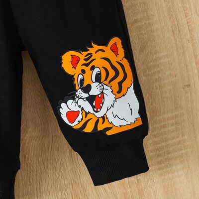 Tiger Long Sleeve Hoodie and Elastic Waist Pants Set-Teresa&#39;s Fashionista LLC