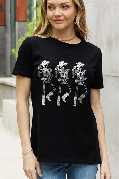 Simply Love Full Size Triple Skeletons Graphic Cotton Tee-Teresa&#39;s Fashionista LLC