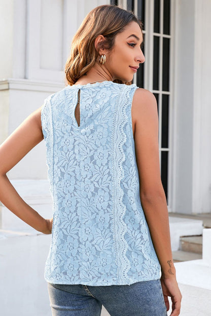 Lace V-Neck Tank-Teresa&#39;s Fashionista LLC