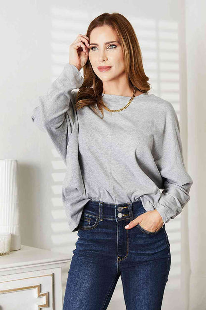 Double Take Seam Detail Round Neck Long Sleeve Top-Teresa&#39;s Fashionista LLC