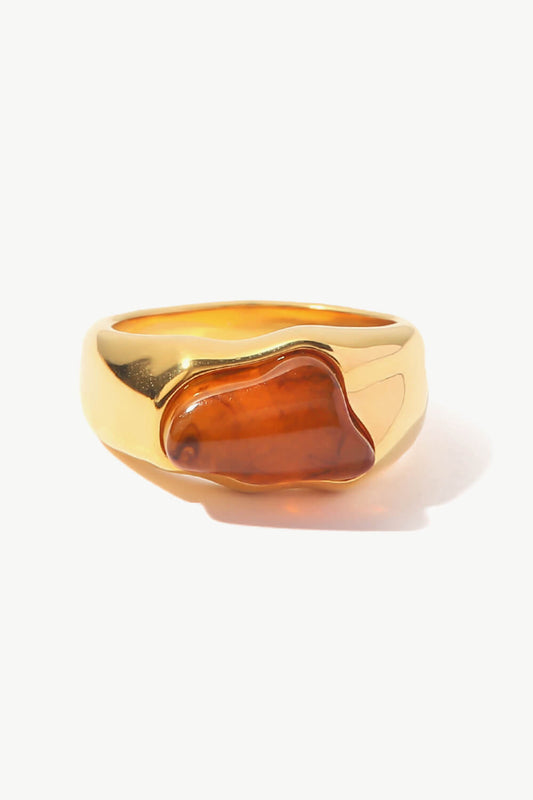 Inlaid Natural Stone Stainless Steel Ring-Teresa&#39;s Fashionista LLC