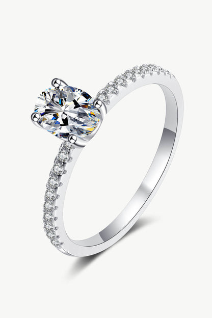 925 Sterling Silver Inlaid 1 Carat Moissanite Ring-Teresa&#39;s Fashionista LLC