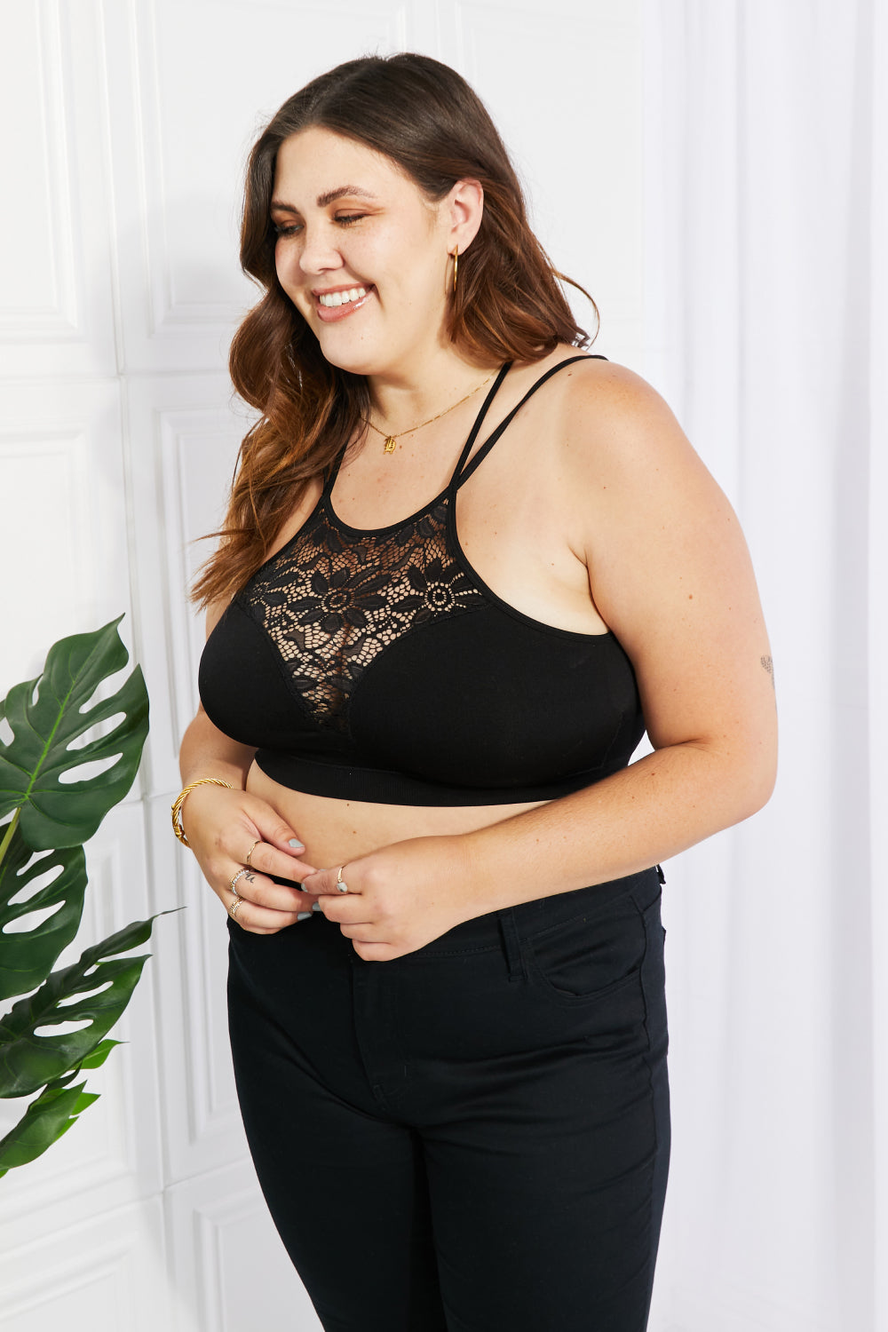 Zenana Romantic Night Full Size Lace Cutout Bralette-Teresa&#39;s Fashionista LLC