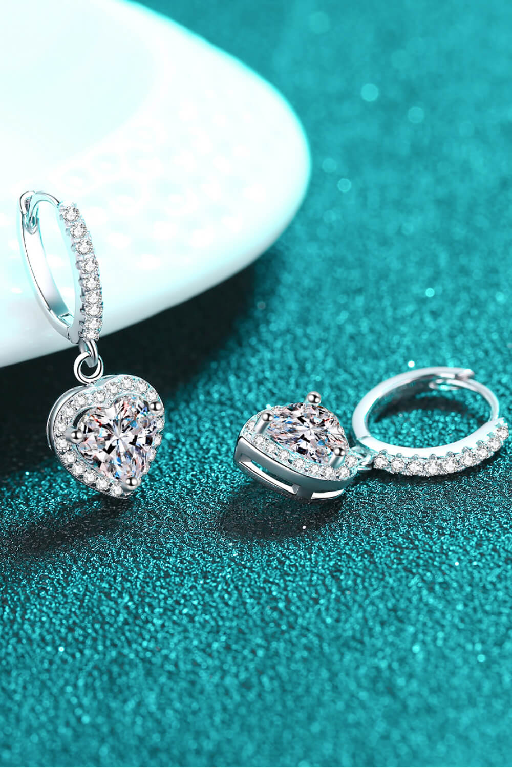 Moissanite Heart-Shaped Drop Earrings-Teresa&#39;s Fashionista LLC