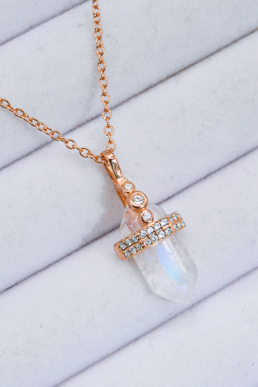 925 Sterling Silver Moonstone Pendant Necklace-Teresa&#39;s Fashionista LLC