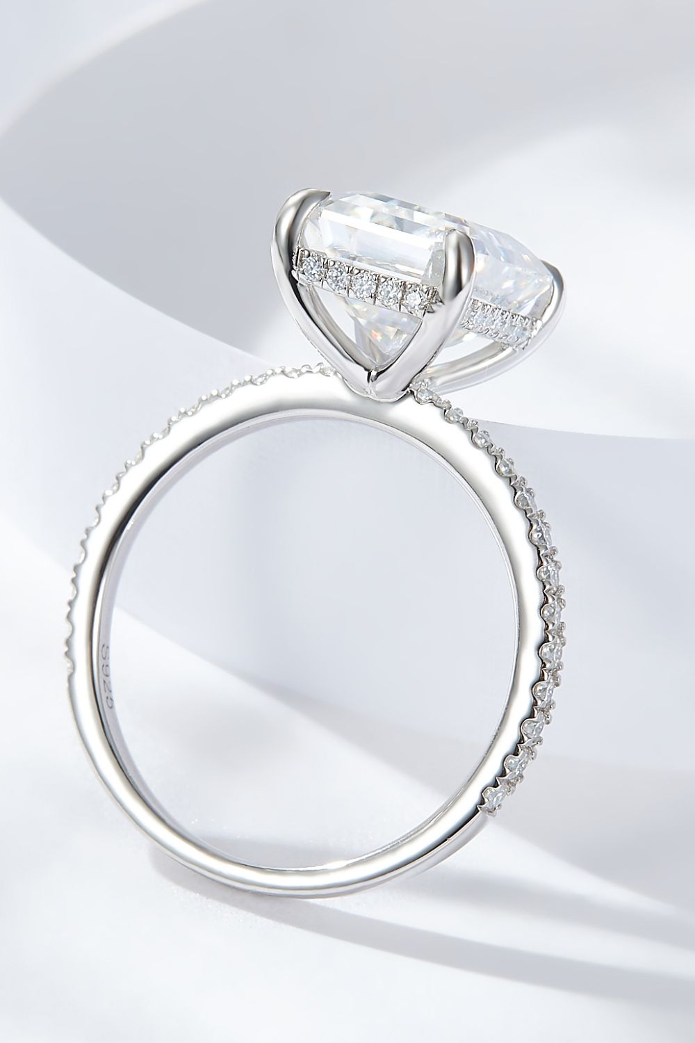 Emerald Cut 4 Carat Moissanite Side Stone Ring-Teresa&#39;s Fashionista LLC