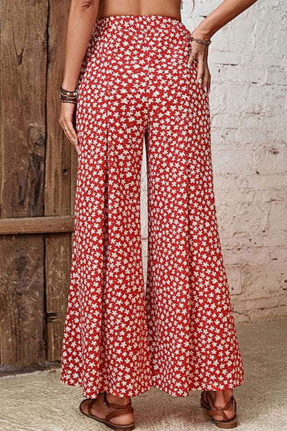 Floral High-Rise Wide Leg Flare Pants-Teresa&#39;s Fashionista LLC