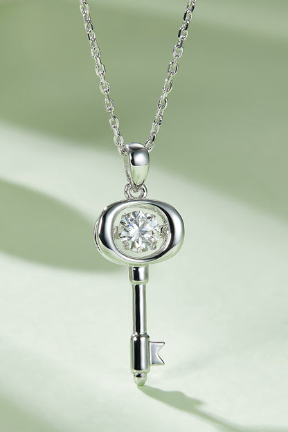 Moissanite Key Pendant Necklace-Teresa&#39;s Fashionista LLC