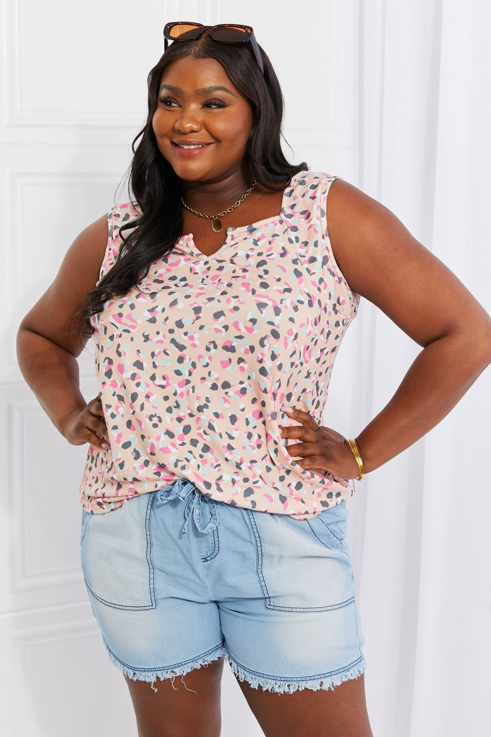 Heimish Full Size Printed Sleeveless Top-Teresa&#39;s Fashionista LLC