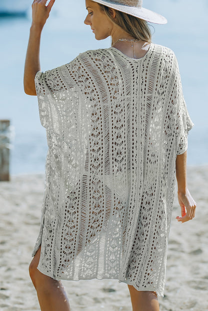 Openwork V-Neck Slit Cover Up-Teresa&#39;s Fashionista LLC