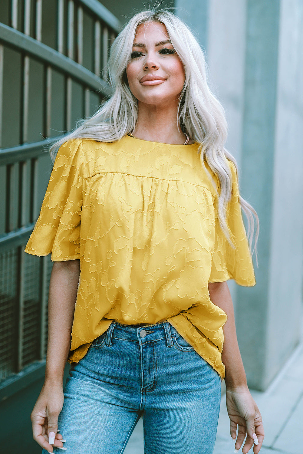 Round Neck Puff Sleeve Blouse-Teresa&#39;s Fashionista LLC