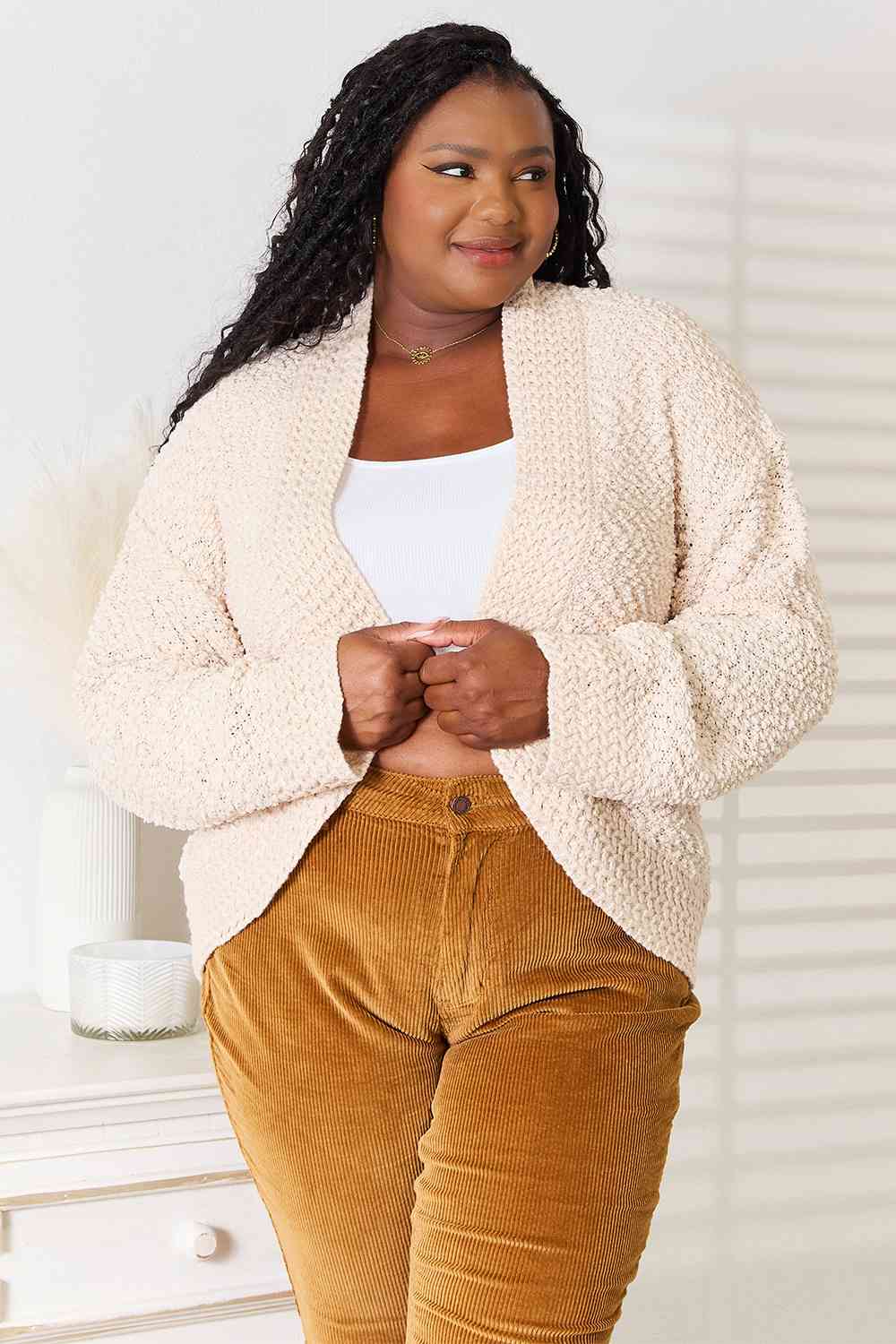 Double Take Open Front Long Sleeve Cardigan-Teresa&#39;s Fashionista LLC