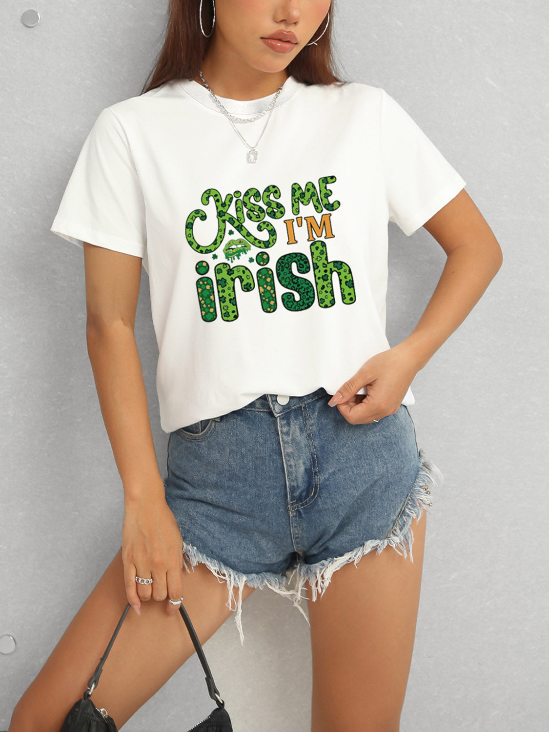 KISS ME I'M IRISH Round Neck T-Shirt-Teresa&#39;s Fashionista LLC