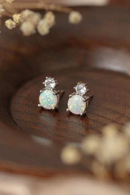 4-Prong Opal Stud Earrings-Teresa&#39;s Fashionista LLC