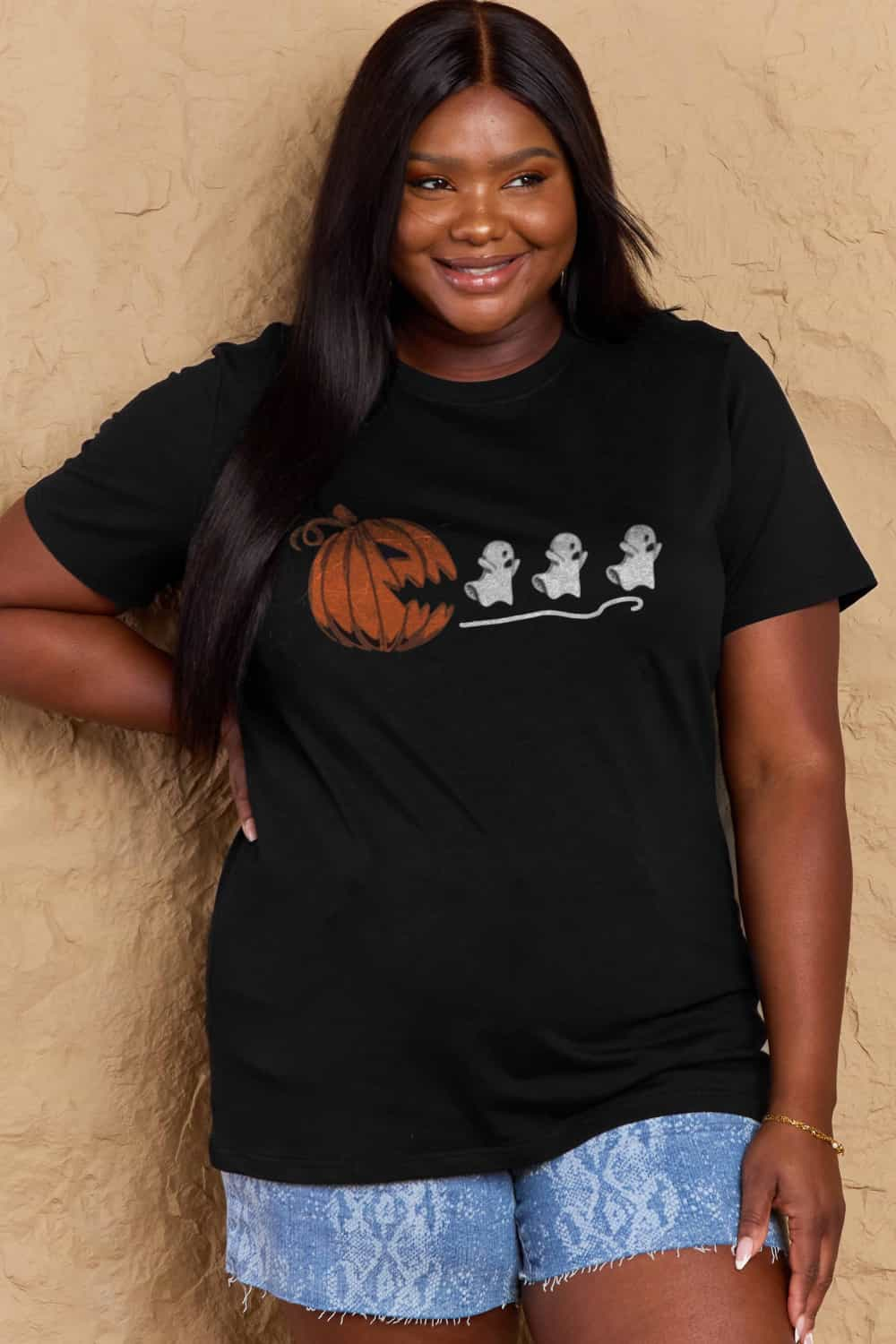 Simply Love Full Size Jack-O'-Lantern Graphic Cotton T-Shirt-Teresa&#39;s Fashionista LLC