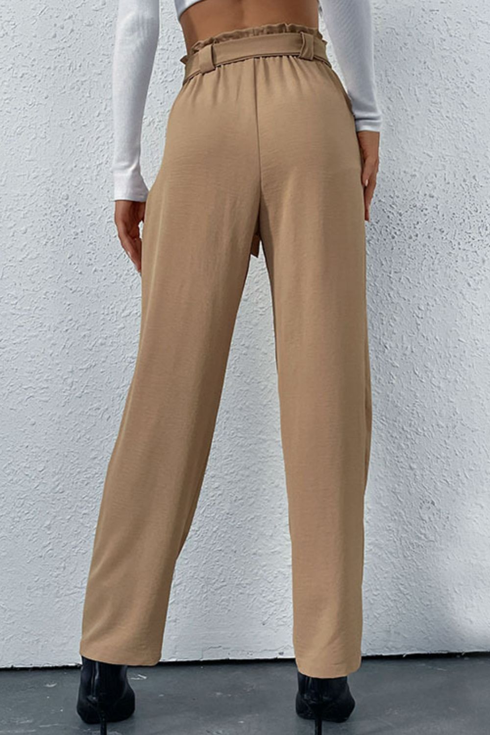 Belted Straight Leg Pants with Pockets-Teresa&#39;s Fashionista LLC