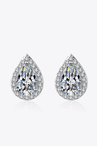 Moissanite Teardrop Stud Earrings-Teresa&#39;s Fashionista LLC