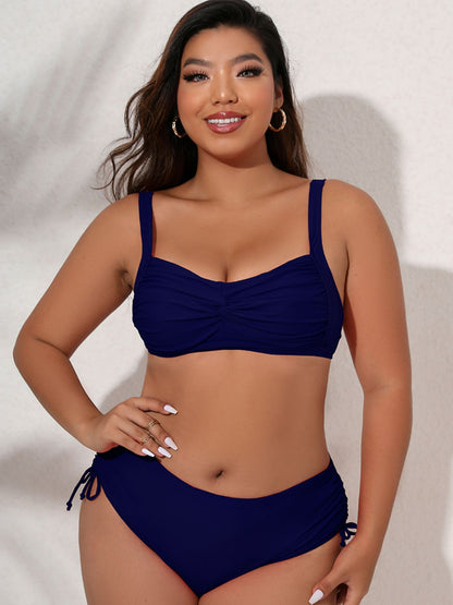 Plus Size Twist Front Tied Bikini Set-Teresa&#39;s Fashionista LLC