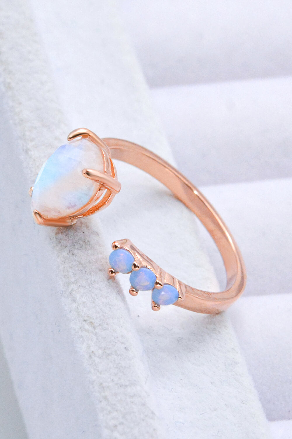 18K Rose Gold-Plated Moonstone Open Ring-Teresa&#39;s Fashionista LLC