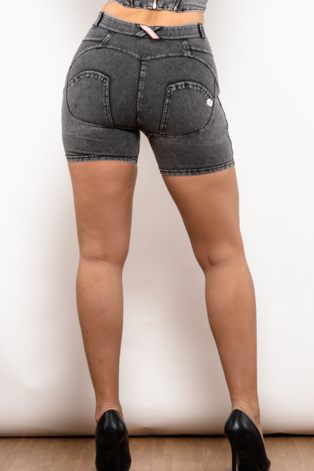 Full Size Side Stripe Buttoned Denim Shorts-Teresa&#39;s Fashionista LLC