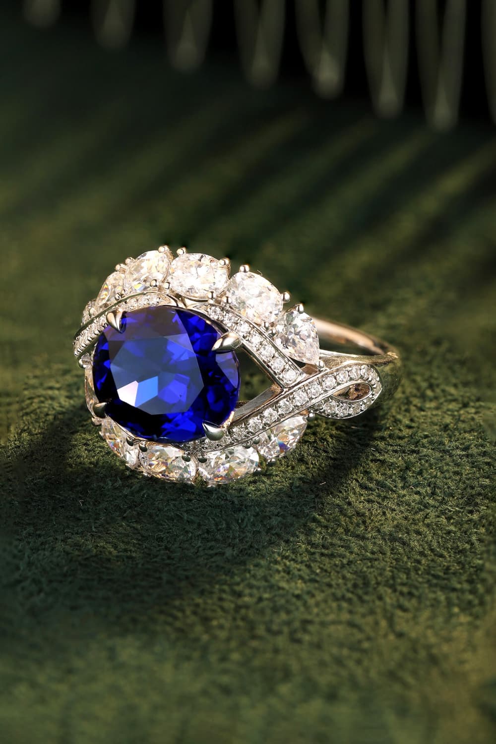 5 Carat Lab-Grown Sapphire Platinum-Plated Ring-Teresa&#39;s Fashionista LLC