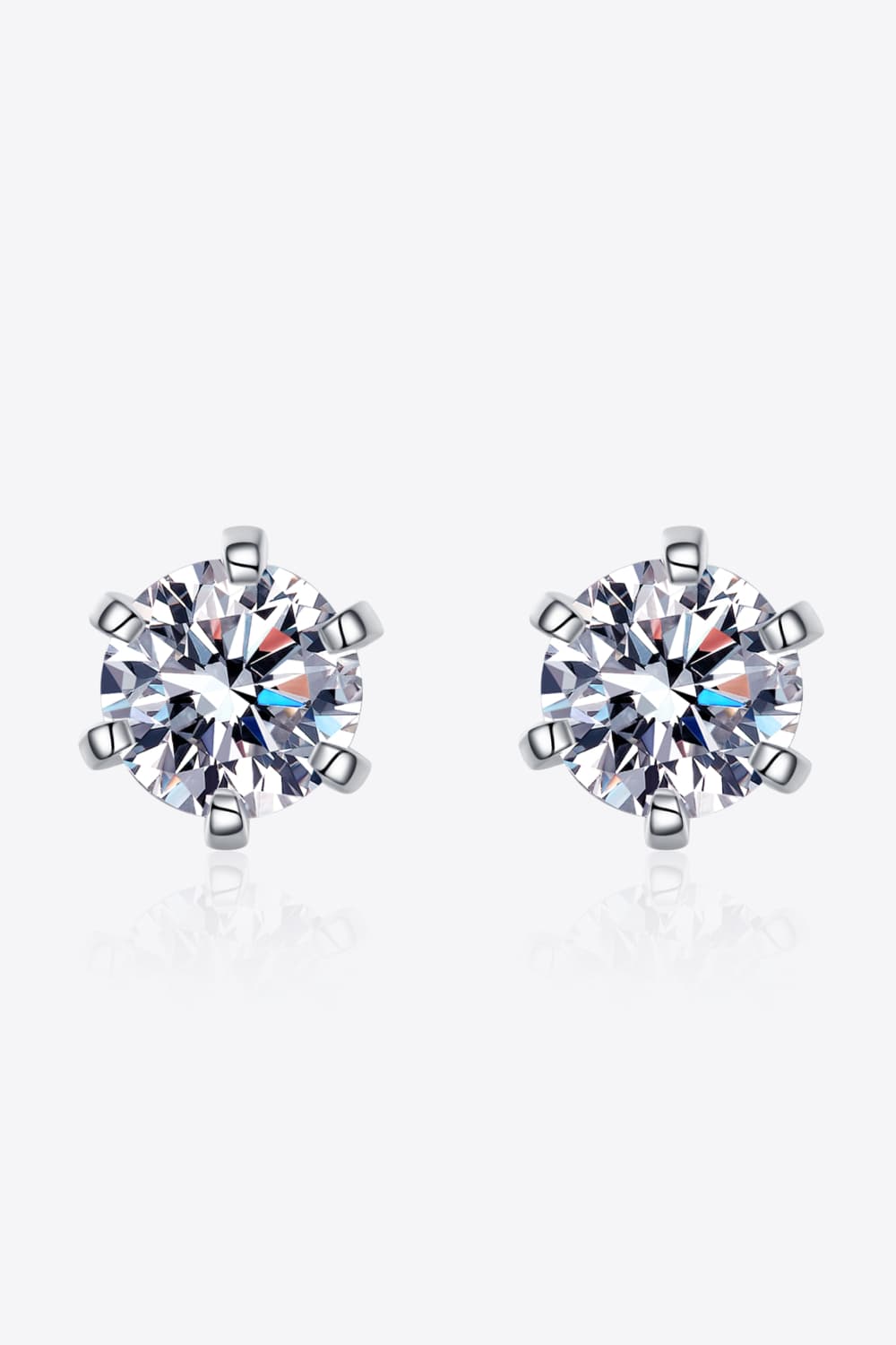 1 Carat Moissanite Rhodium-Plated Stud Earrings-Teresa&#39;s Fashionista LLC