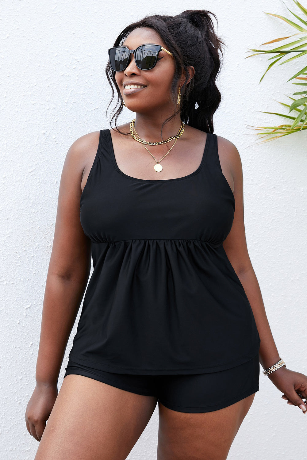 Plus Size Scoop Neck Tankini Set-Teresa&#39;s Fashionista LLC