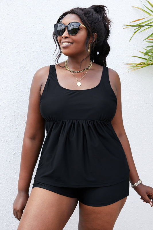 Plus Size Scoop Neck Tankini Set-Teresa&#39;s Fashionista LLC