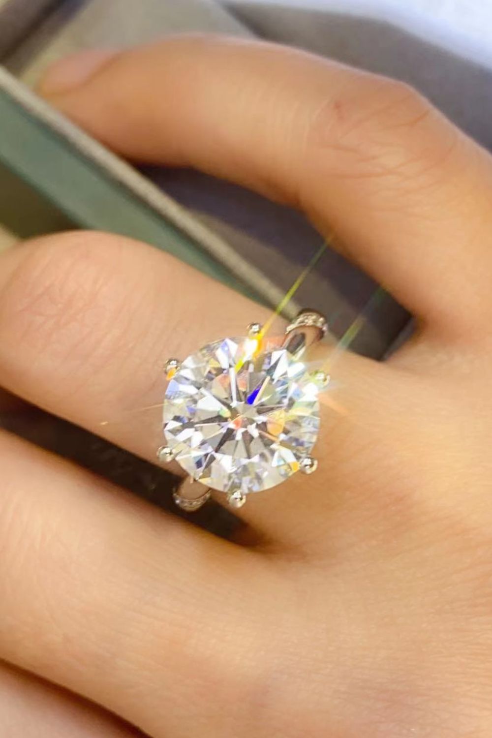 5 Carat Moissanite 6-Prong Ring-Teresa&#39;s Fashionista LLC