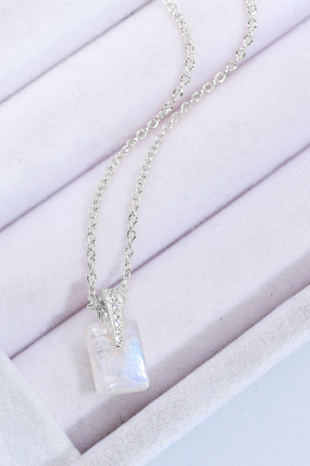 925 Sterling Silver Natural Moonstone Pendant Necklace-Teresa&#39;s Fashionista LLC