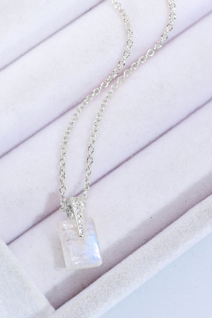 925 Sterling Silver Natural Moonstone Pendant Necklace-Teresa&#39;s Fashionista LLC