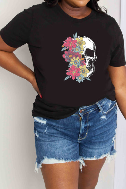 Simply Love Full Size Skull Graphic Cotton T-Shirt-Teresa&#39;s Fashionista LLC