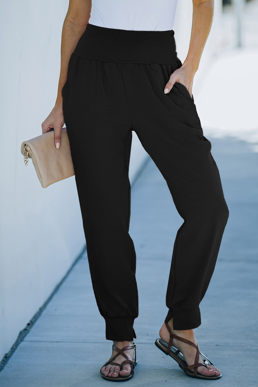 Wide Waistband Pocketed Joggers-Teresa&#39;s Fashionista LLC