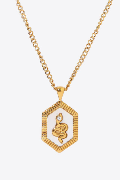 18K Gold Plated Snake Geometric Pendant Necklace-Teresa&#39;s Fashionista LLC