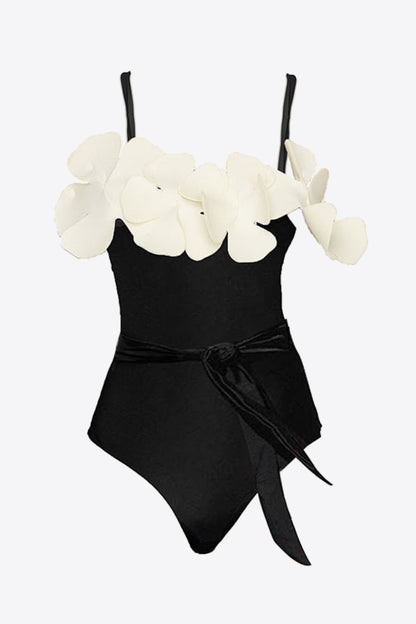 Contrast Flower Detail One-Piece Swimsuit-Teresa&#39;s Fashionista LLC