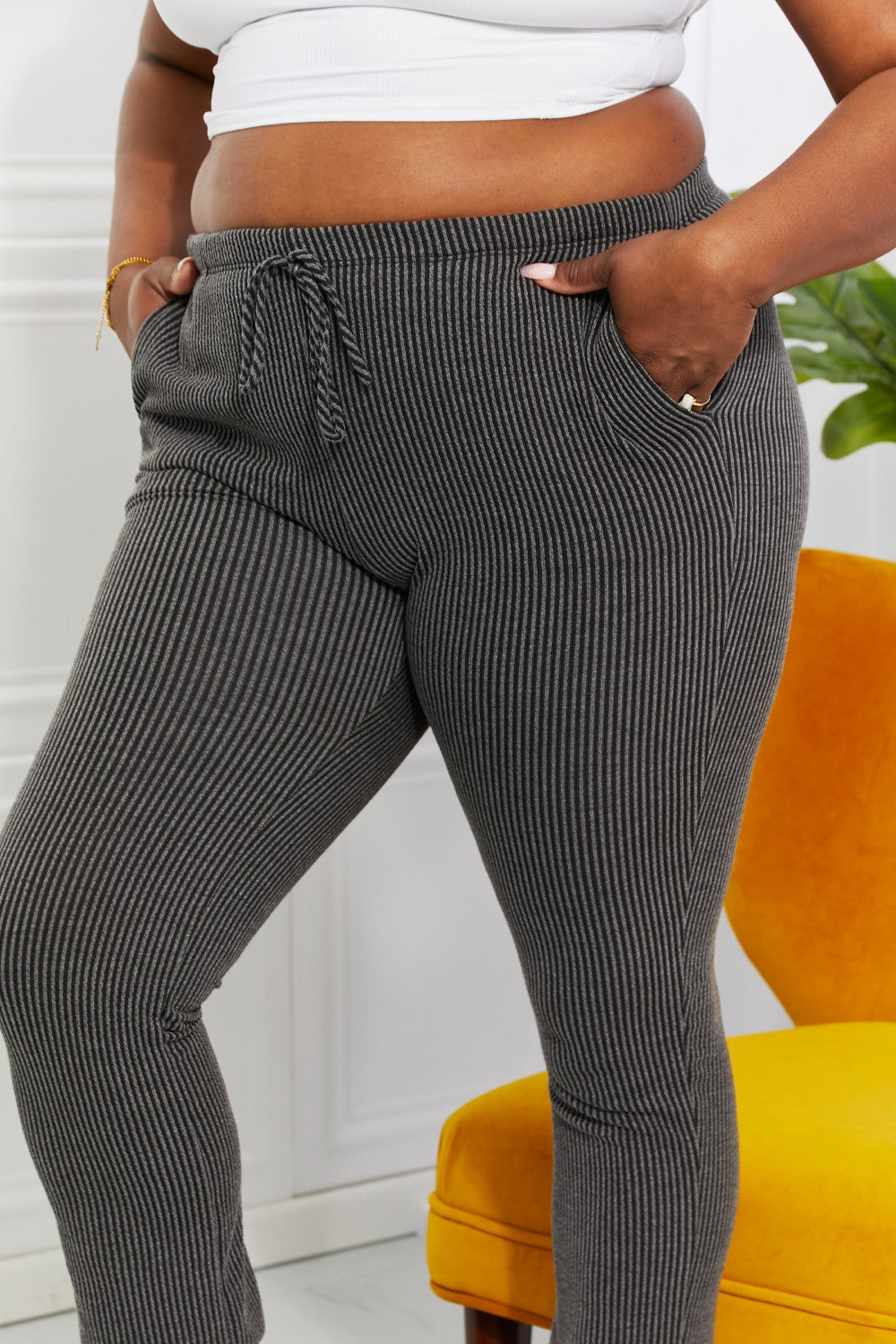 Blumin Apparel Full Size Easy Living Ribbed Joggers-Teresa&#39;s Fashionista LLC