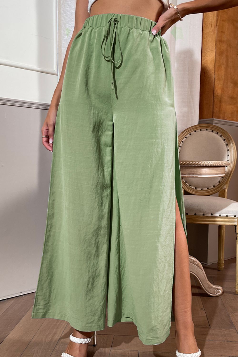 Side Slit Wide Leg Pants-Teresa&#39;s Fashionista LLC