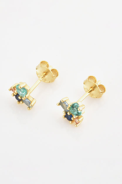 Multicolored Zircon 925 Sterling Silver Stud Earrings-Teresa&#39;s Fashionista LLC