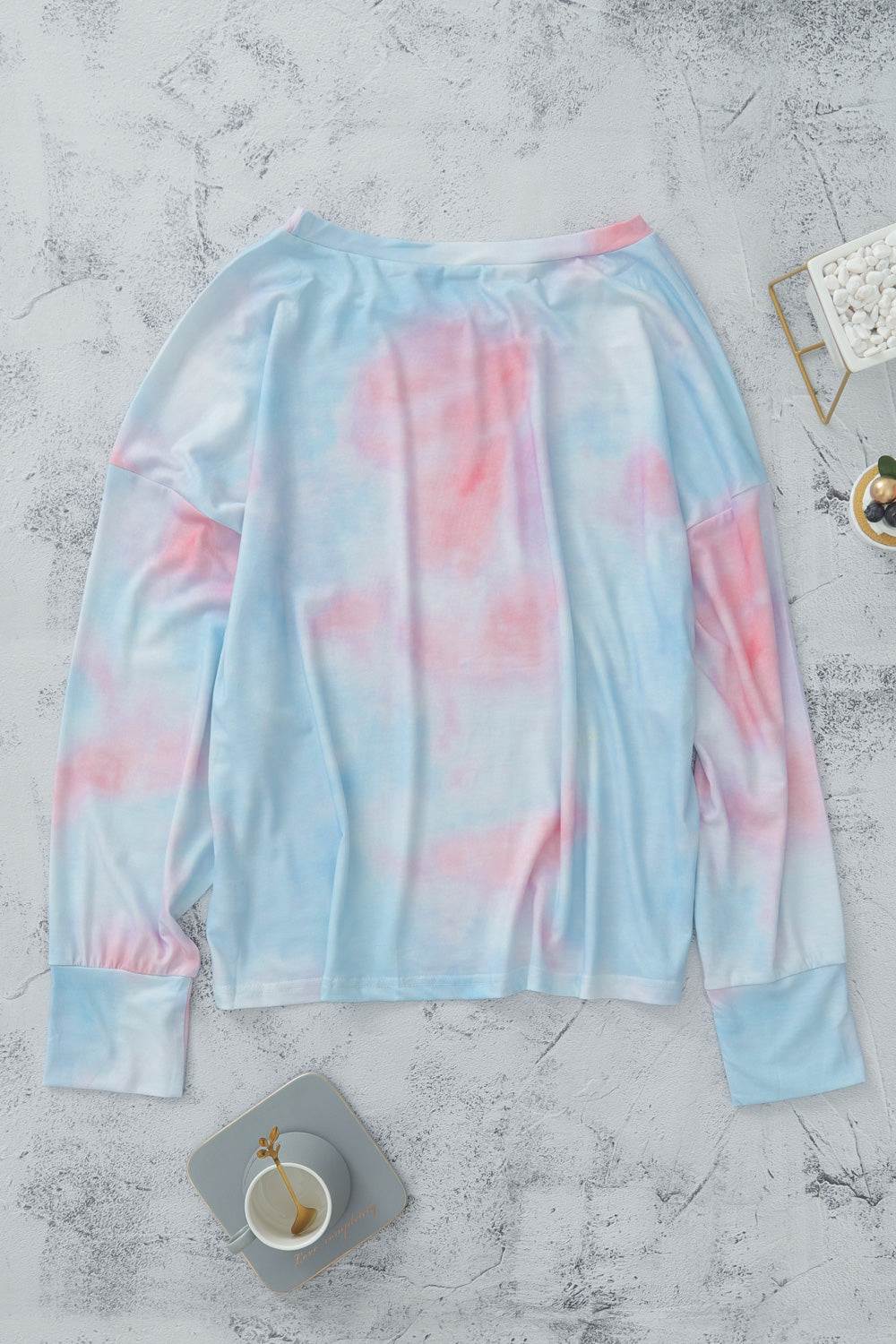 Tie-Dye Boat Neck Batwing Sleeve Tee-Teresa&#39;s Fashionista LLC