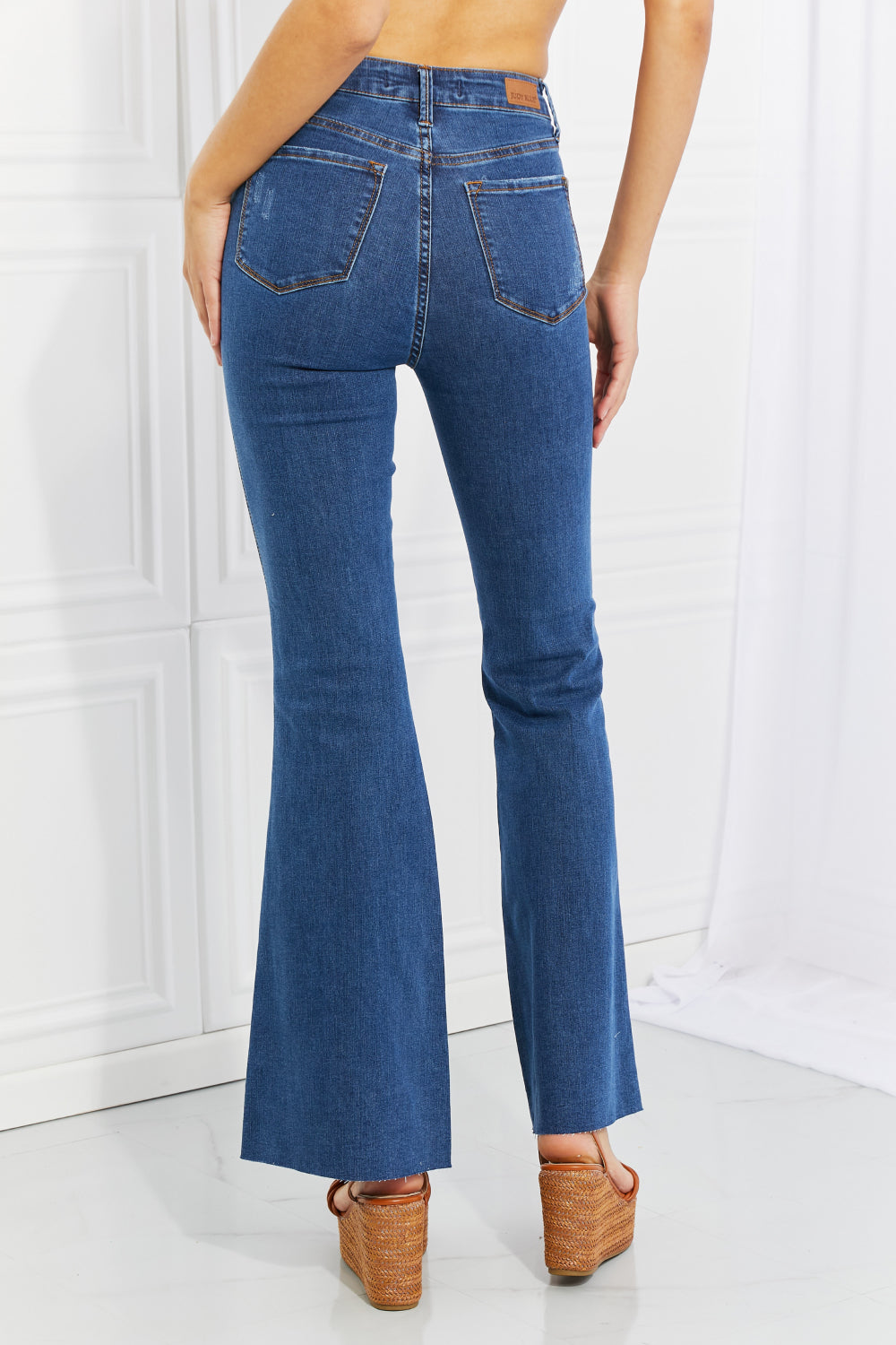 Judy Blue Ava Full Size Cool Denim Tummy Control Flare-Teresa&#39;s Fashionista LLC