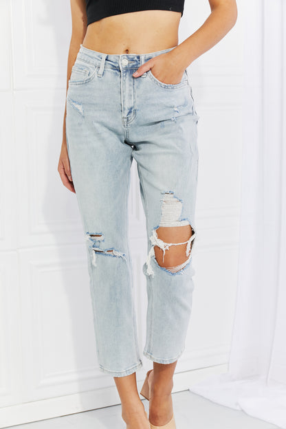 Vervet by Flying Monkey Stand Out Full Size Distressed Cropped Jeans-Teresa&#39;s Fashionista LLC